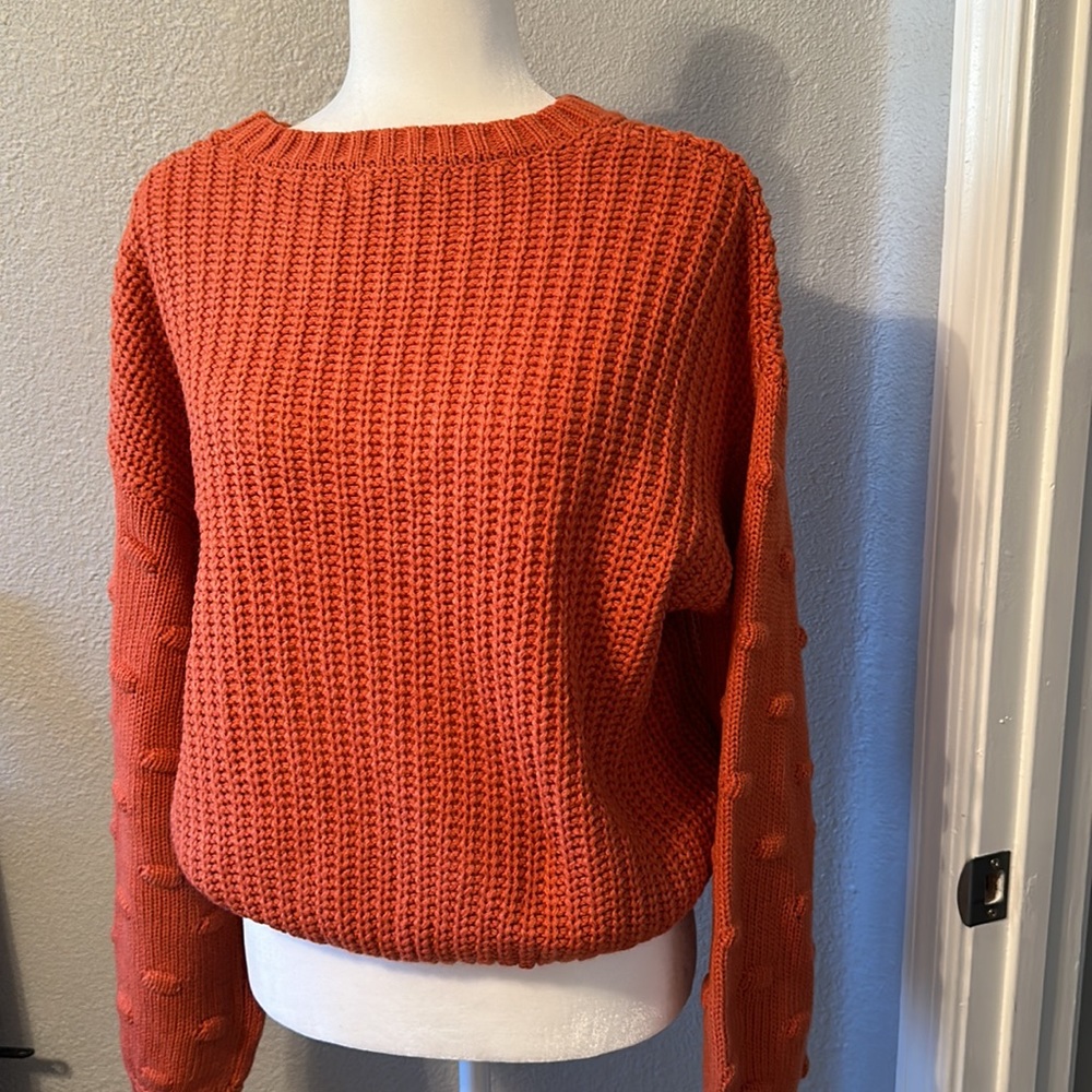 Moon & Madison Knit Bubble Sleeve Rust Sweater Size L - NWOT - Picture 8 of 9